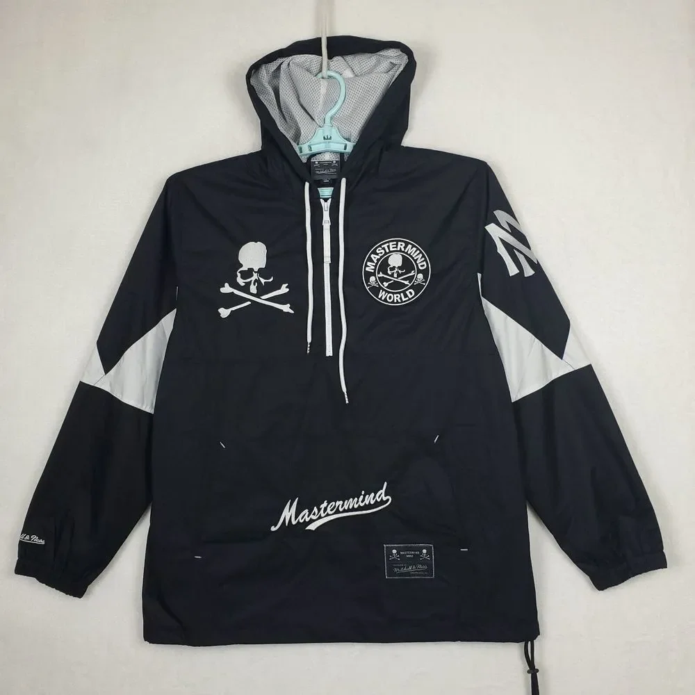 Mastermind World Mitchell & Ness Large Windbreaker Jacket 2023 Collab Black‎ New - Picture 2 of 12